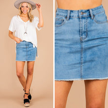 Load image into Gallery viewer, Watch Me Go Light Wash Skirt
