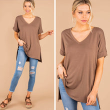 Load image into Gallery viewer, Make Your Life Easy Mocha Brown V-Neck Top
