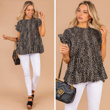 Load image into Gallery viewer, Hear Your Call Black Leopard Babydoll Top
