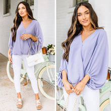 Load image into Gallery viewer, Better with You Lavender Purple Bubble Sleeve Top
