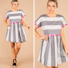 Load image into Gallery viewer, Counting On You Charcoal Gray Tassel Dress
