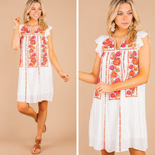 Load image into Gallery viewer, Look Around You Ivory White Embroidered Dress
