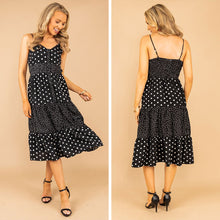 Load image into Gallery viewer, I've Got A Feeling Black Polka Dot Midi Dress
