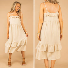 Load image into Gallery viewer, You're Too Kind Tan Brown Tiered Midi Dress
