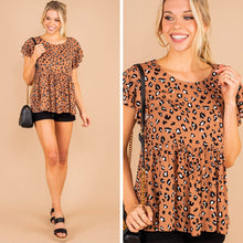 Load image into Gallery viewer, I'll Be Gone Tan Brown Leopard Top
