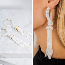 Load image into Gallery viewer, A Little Something More White Beaded Earrings
