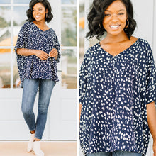 Load image into Gallery viewer, It's All Good Navy Blue Spotted Leopard Top
