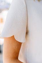 Load image into Gallery viewer, All About You Oatmeal White Scalloped Top
