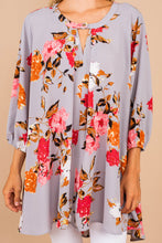 Load image into Gallery viewer, Make A Promise Gray Floral Tunic
