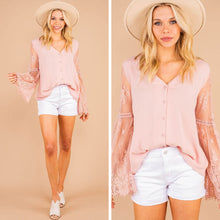 Load image into Gallery viewer, Love The Romance Blush Pink Bell Sleeve Top

