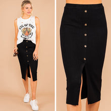 Load image into Gallery viewer, In The Moment Black Ribbed Midi Skirt

