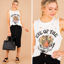 Load image into Gallery viewer, Eye Of The Tiger Ivory White Distressed Graphic Tank
