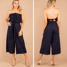 Load image into Gallery viewer, Feeling Fab Navy Blue Ruffled Jumpsuit
