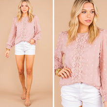 Load image into Gallery viewer, Romance Is Near Light Pink Swiss Dot Top

