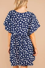 Load image into Gallery viewer, Just So Sweet Navy Blue Spotted Leopard Dress
