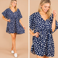 Load image into Gallery viewer, Just So Sweet Navy Blue Spotted Leopard Dress

