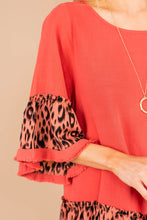 Load image into Gallery viewer, It's Only Right Carrot Orange Leopard Top
