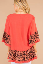 Load image into Gallery viewer, It's Only Right Carrot Orange Leopard Top
