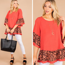 Load image into Gallery viewer, It's Only Right Carrot Orange Leopard Top
