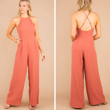 Load image into Gallery viewer, Day and Night Dark Salmon Pink Halter Jumpsuit
