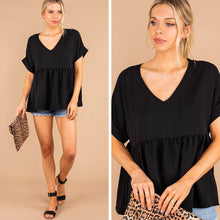Load image into Gallery viewer, At Peace Black Babydoll Top
