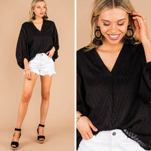 Load image into Gallery viewer, Hear Me Out Black Bubble Sleeve Top
