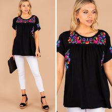 Load image into Gallery viewer, Another Trip Taken Black Embroidered Top
