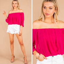 Load image into Gallery viewer, The One I Fell For Magenta Pink Off Shoulder Top
