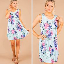 Load image into Gallery viewer, Beautifully In Bloom Mint Green Floral Tank Dress
