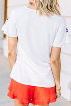 Load image into Gallery viewer, Tropical Rendezvous White Embroidered Top
