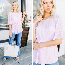 Load image into Gallery viewer, You're The One Light Pink Swiss Dot Blouse
