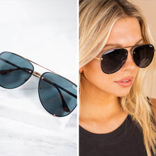 Load image into Gallery viewer, Quay Australia: High Key Rimless Gold w/ Teal Lens Sunglasses
