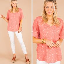 Load image into Gallery viewer, You Can Count On It Coral Pink Polka Dot Top
