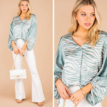 Load image into Gallery viewer, Out In The World Teal Blue Zebra Top

