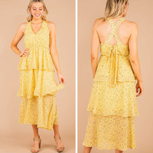 Load image into Gallery viewer, As You Go Yellow Daisy Floral Midi Dress
