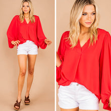 Load image into Gallery viewer, Stop And Stare Tomato Red Bubble Sleeve Top
