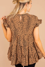 Load image into Gallery viewer, Hear Your Call Mocha Brown Leopard Babydoll Top
