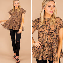 Load image into Gallery viewer, Hear Your Call Mocha Brown Leopard Babydoll Top
