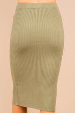 Load image into Gallery viewer, In The Moment Olive Green Ribbed Midi Skirt
