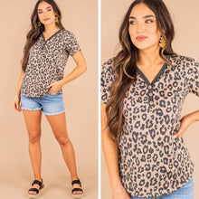 Load image into Gallery viewer, It's A Wonder Mocha Brown Button Leopard Top
