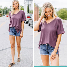 Load image into Gallery viewer, Make Your Life Easy Eggplant Purple V-neck Top
