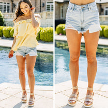 Load image into Gallery viewer, Add It To The List Light Wash Denim Distressed Shorts
