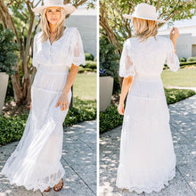 Load image into Gallery viewer, Making History White Lace Maxi Dress
