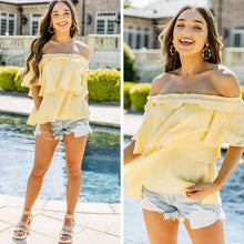 Load image into Gallery viewer, On The Sunny Side Light Yellow Off Shoulder Top
