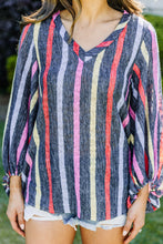 Load image into Gallery viewer, Catch My Drift Navy Blue Striped Top
