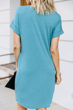 Load image into Gallery viewer, Catch My Drift Dusty Teal Blue T-shirt Dress

