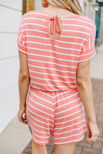 Load image into Gallery viewer, Keep It Moving Deep Coral Pink Striped Romper
