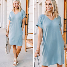 Load image into Gallery viewer, Catch My Drift Light Sage Green T-shirt Dress
