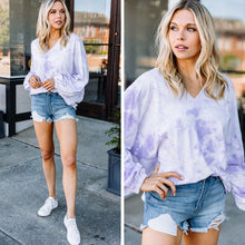 Load image into Gallery viewer, Happy To Be Here Lavender Purple Tie Dye Hoodie
