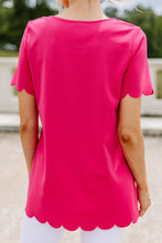 Load image into Gallery viewer, My Heart Is Happy Hot Pink Scalloped Top
